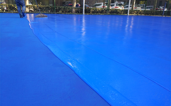 戶外網球場藍色面層施工
