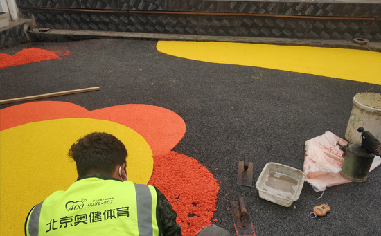 露臺epdm塑膠地面花朵制作