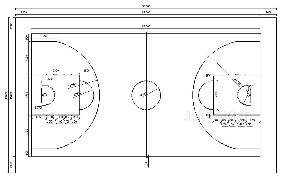 標準籃球場尺寸圖